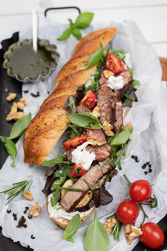 Steak-Baguette mit Sommergemüse