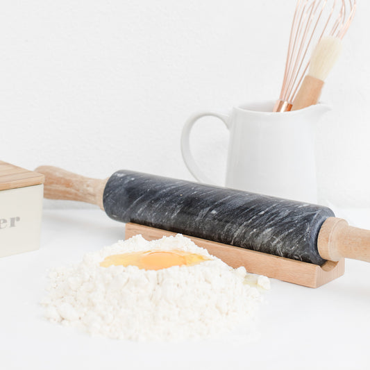 Marble rolling pin black