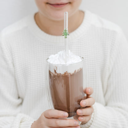 Glasstrohhalme mit Tannenbaum