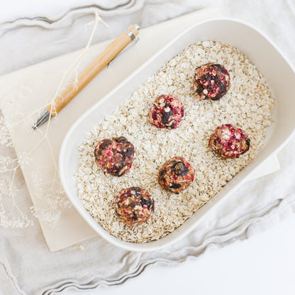 Vitamin mix immune balls with raspberries