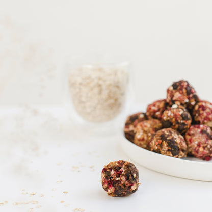 Vitamin mix immune balls with raspberries