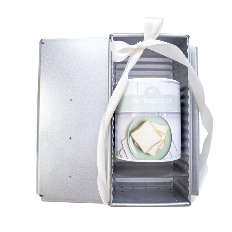 Toast bread pan with organic toast bread baking mix 