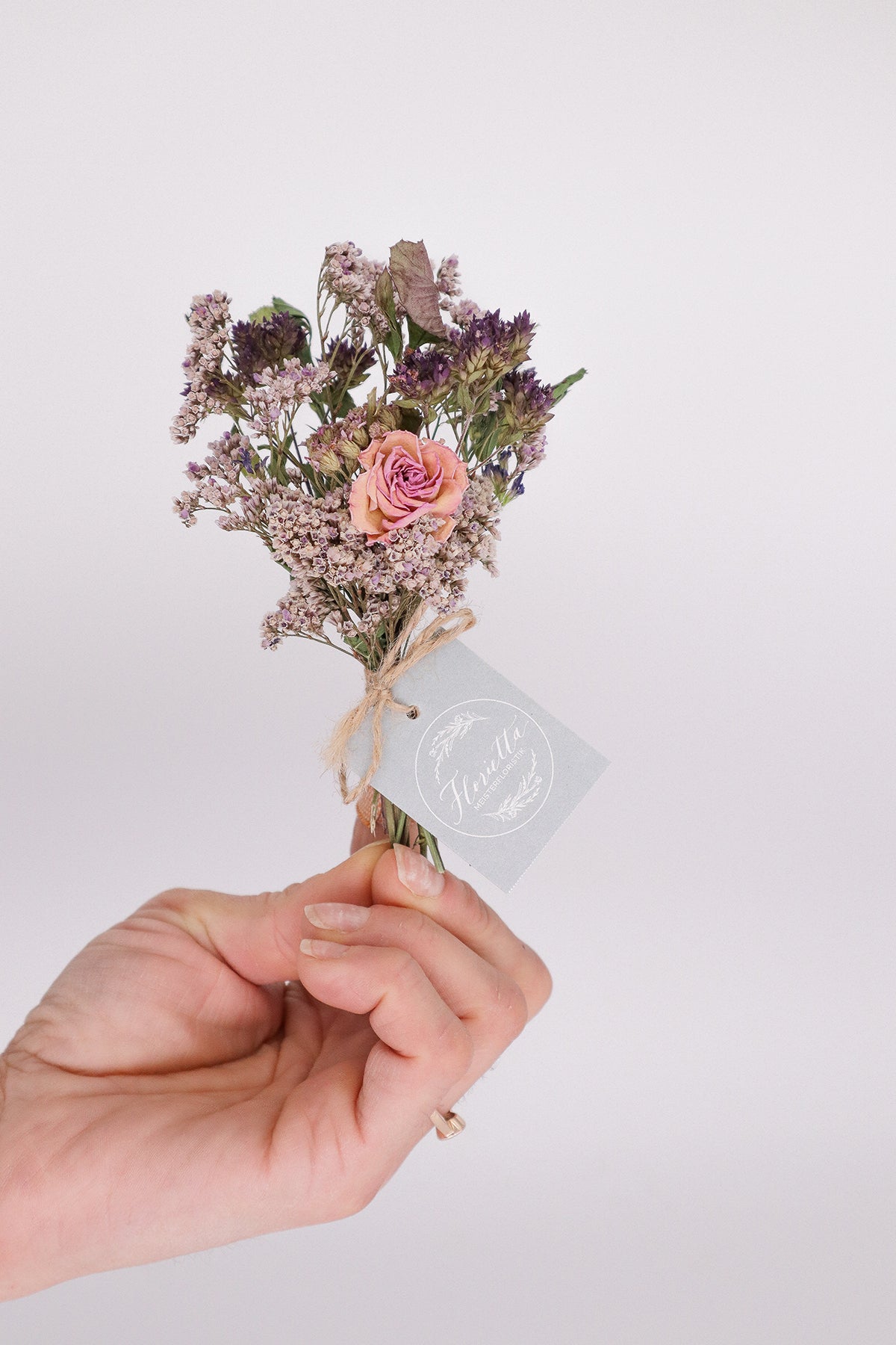 Dried flower bouquet with roses
