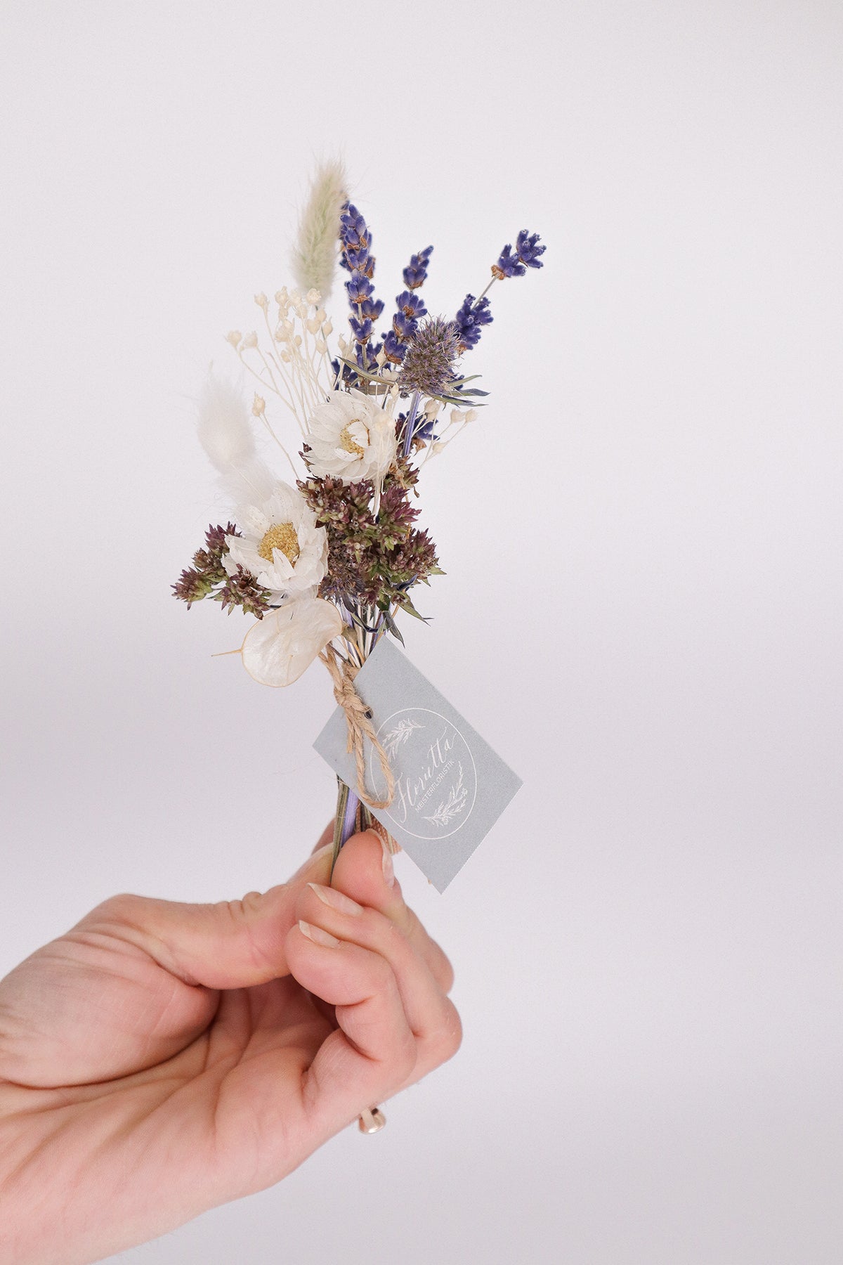 Dried flower bouquet soft blue